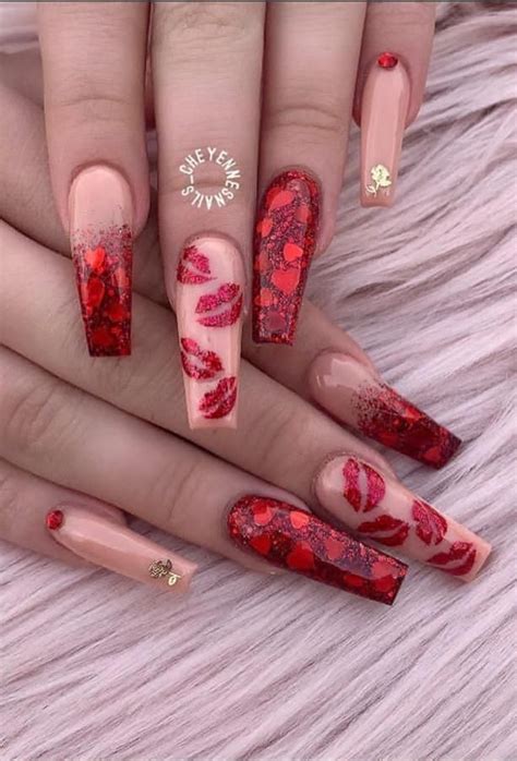 40 Beautiful Pink Coffin Nails Designed For You In This Spring Heart Nail Designs Best