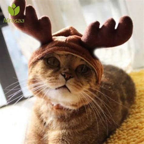 Pet Cat Doggy Antlers Cap Hat Pet Clothes Christmas Costume Caps Plush