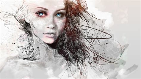 While white seamless paper backgrounds. blue eyes, Women, Looking at viewer, Fantasy art, Digital art, Portrait, Artwork, Abstract ...