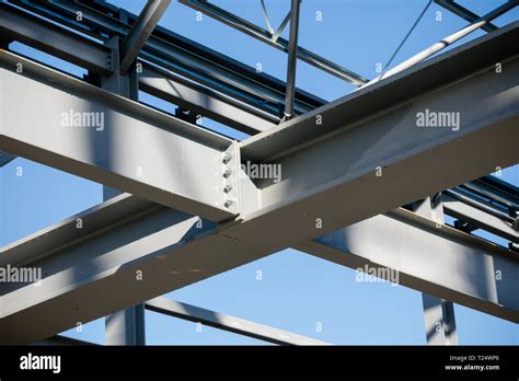 Steel Frame Joint Detail Of New Building In Construction Set Against
