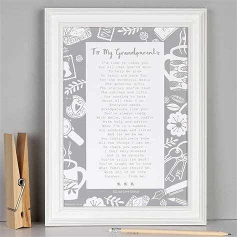 Personalised Letter To Grandparents Poem Print By Bespoke Verse