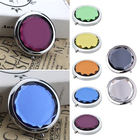 Round Double Sides Folding Make Up Compact Mirrors Creative Metal