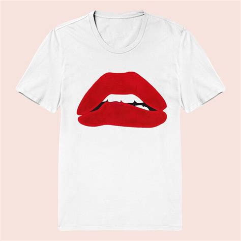 Red Lips Womens Slim Fit Tshirt Graphic Tee American