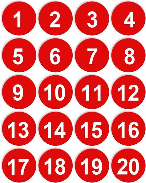 Dealzepic Number Stickers 2 Inch Red 1 To 20 Round Self