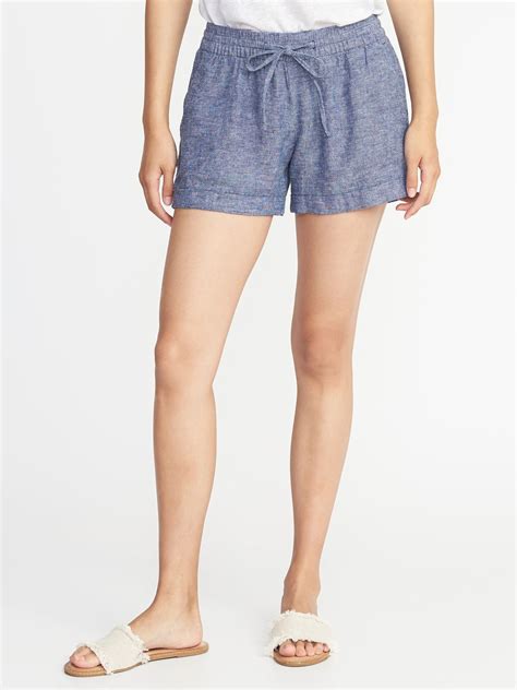Mid Rise Linen Blend Shorts For Women 4 Inch Inseam Old Navy