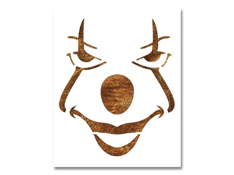 Clown Pumpkin Stencil Size Options Reusable Color Draw And Etsy