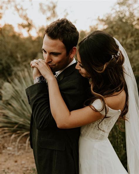 Intimate Bride And Groom Pose Photo At Desert Garden Wedding At El Chorro In Scottsdale Ar