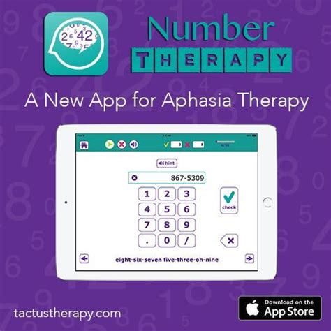 This app is super cool for adults because it uses such real looking pictures. Number Therapy is a new app for aphasia therapy. Work on ...