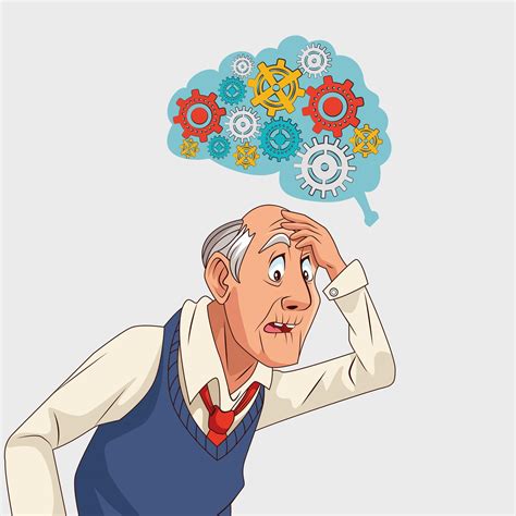 Old Man And Alzheimer S Disease Patient With Gears In Brain 1993811 Vector Art At Vecteezy
