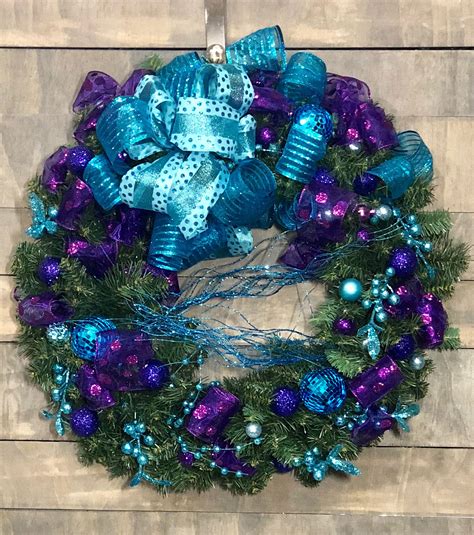 Purple And Turquoise Christmas Wreath Shopcelebrationsdesignco