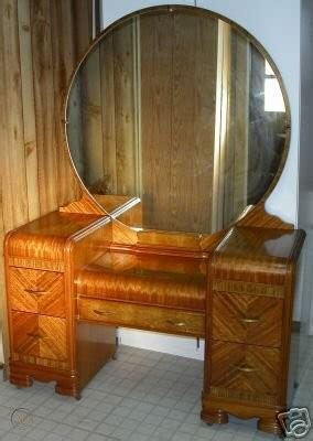 Your email address will not be published. Antique WATERFALL VANITY DRESSER With Mirror and Chair ...