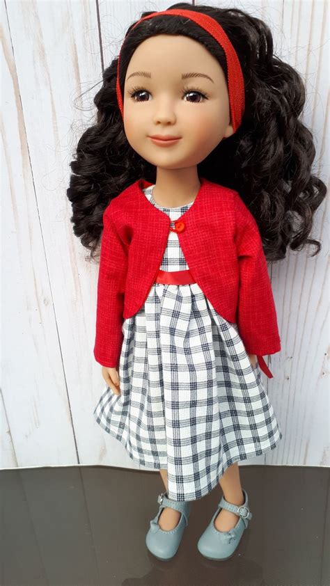 14 15 Doll Clothes Black And White Dress With Red Etsy Canada Black N White Dress Red