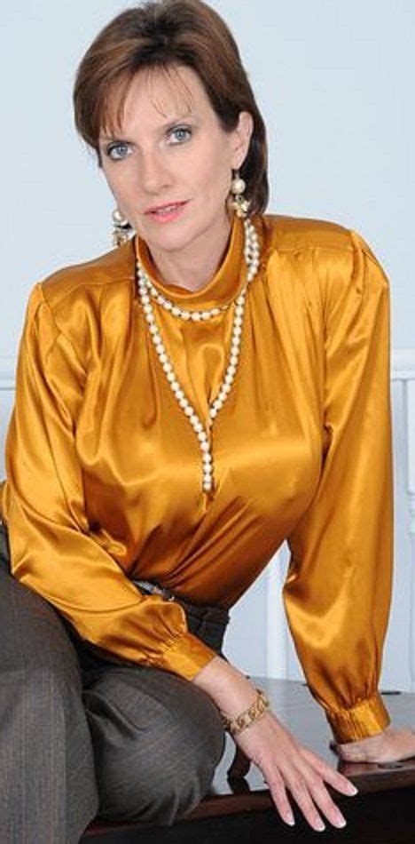 Pin By Trine On Yellow Satin Business Women Fashion Beautiful Blouses Beautiful Women Over