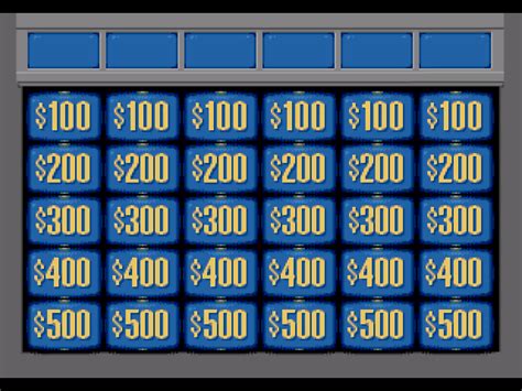 In the game show there is a 6th clue written for each category which the show doesn't use. Jeopardy Deluxe Download Game | GameFabrique