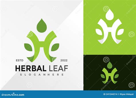 Letter H Herbal Leaf Logo Design Vector Illustration Template Stock Illustration Illustration