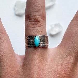 Fortuna Ring Vintage Unstamped Sterling Silver And Genuine Turquoise