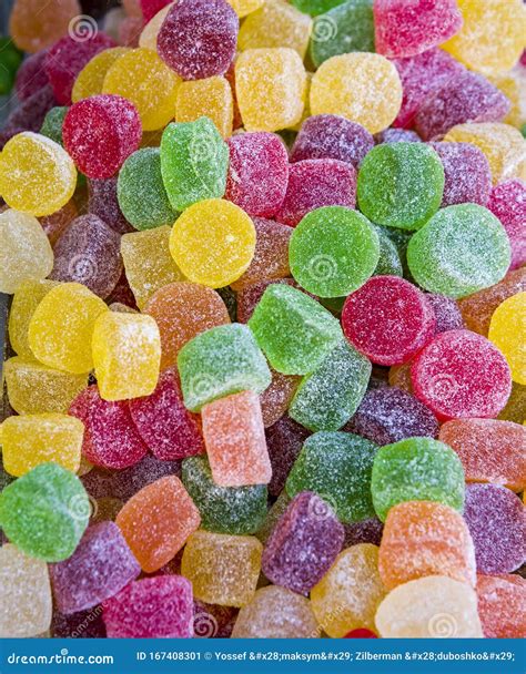 Assortment Of Sugar Coated Candy Colored Jelly Candies Stock Image