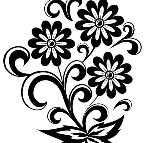 Corak Hitam Putih Bunga Or Batik