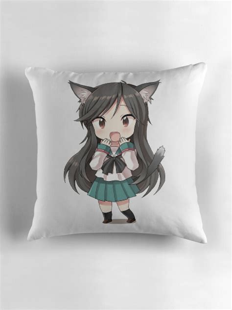 Anime Cat Girl Chibi Throw Pillows By Xithyll Redbubble