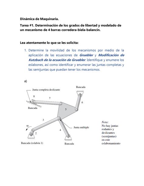 Tarea 1dinámica De Maquinaria Warning Tt Undefined Function 32