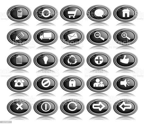 Shiny Black Oval Web Buttons Stock Illustration Download Image Now