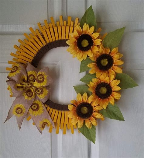 Sunflower Clothespin Wreath Sunflower Wreath Diy Clothes Pin Wreath