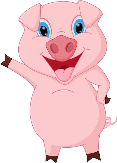 Premium Vector Happy Pig Cartoon Presenting