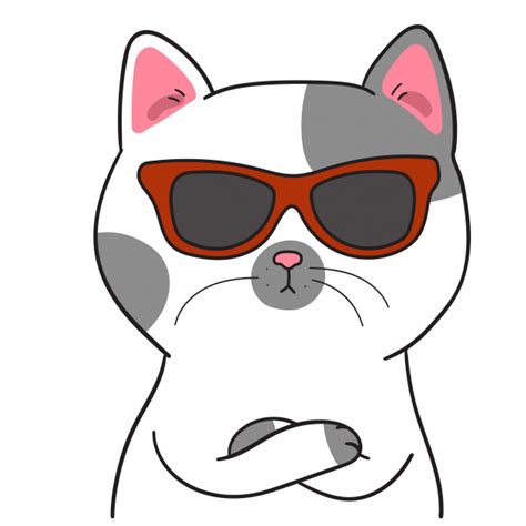 Draw Cute Cat With Sunglasses Premium Vector