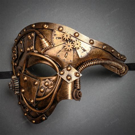 Steampunk Phantom Of The Opera Venetian Masquerade Costume Dark Gold