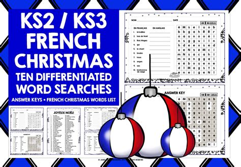 French Christmas Word Searches Teaching Resources