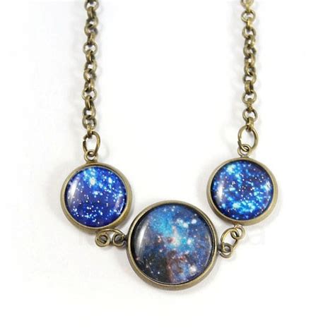 Galaxy Necklace Nebula Necklace Blue Planet By Mistyaurora