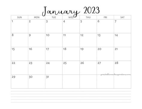 2023 Monthly Calendar Template Printable Free Get Calendar 2023 Update