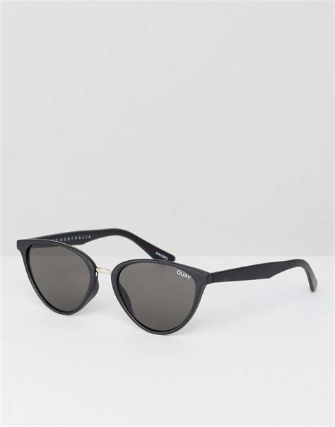 Quay Rumours Cat Eye Sunglasses In Black Black Modesens