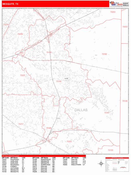 Mesquite Texas Zip Code Maps Red Line