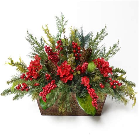 Floral Home Decor Pine And Berry Christmas Floral Arrangement And Reviews
