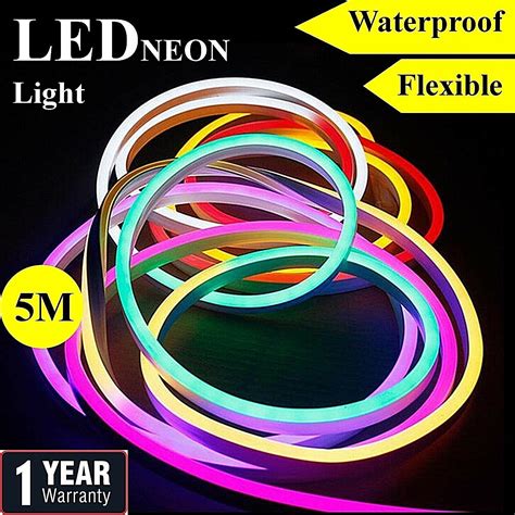 5m led neon flex lights 12v 2835 led waterproof light strip flexible sign ip67 ebay