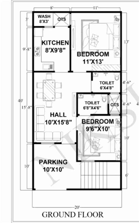 20x40 House Plan 2bhk Homeplancloud