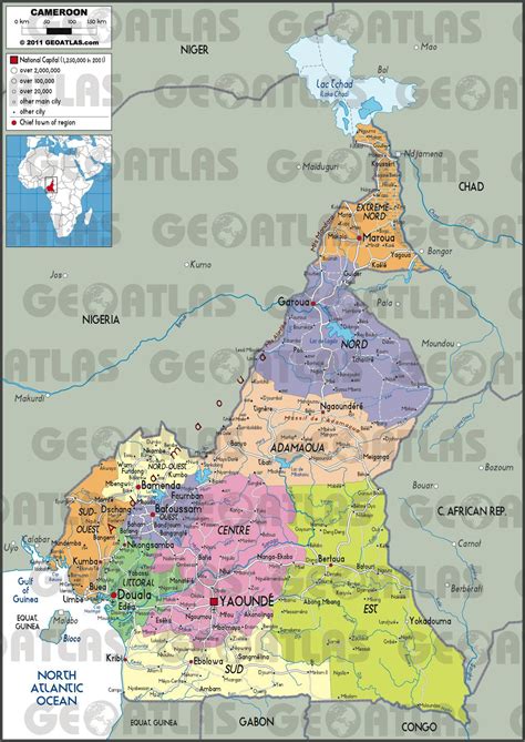 Carte du Cameroun  Différentes cartes du pays du continent africain