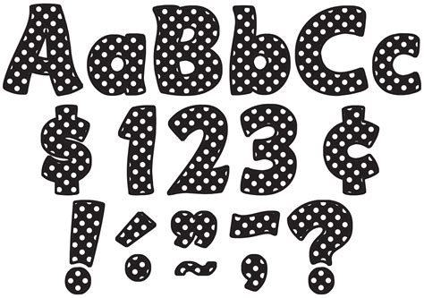 Black Polka Dots Funtastic 4 Letters Combo Pack Polka Dot Letters