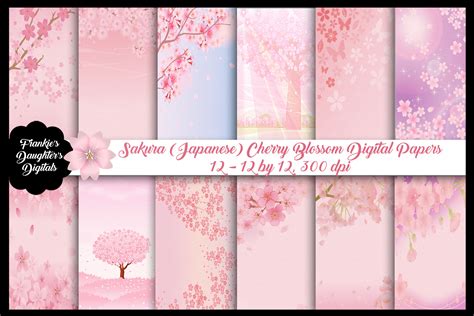 sakura japanese cherry blossom digital papers by me and ameliè thehungryjpeg