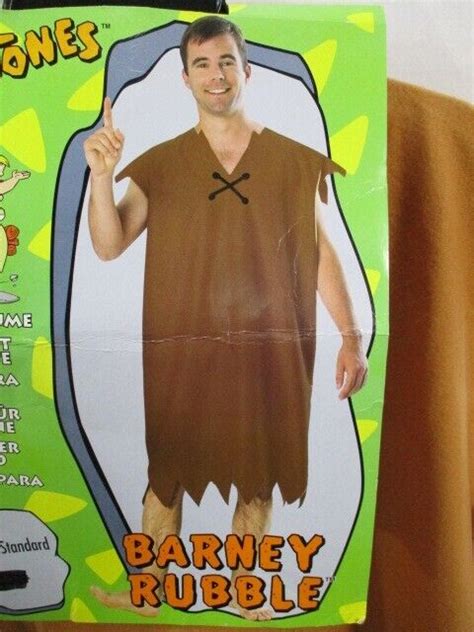 Barney Rubble Costume Mens Flintstones Halloween One Gem