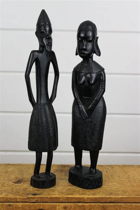 Pair Vintage Dark Besmo Wood African Sculpture Made In Kenya Etsy