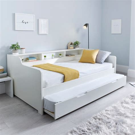 Tyler Single Guest Bed With Trundle And Orthopaedic Mattress White Dunelm