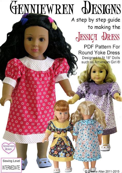 jessica round yoke dress 18 inch doll clothes pattern fits etsy 18 inch doll clothes pattern