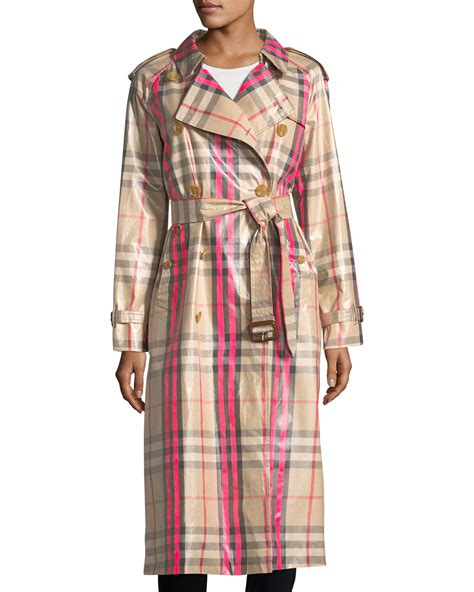 Burberry Laminated Check Trench Coat Neiman Marcus