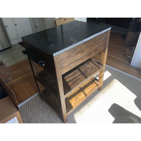 Crate And Barrel Bluestone Reclaimed Wood Small Kitchen Island Chairish