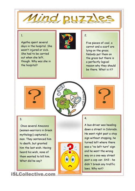 Mind Puzzles Worksheet Free Esl Printable Worksheets Made By Teachers
