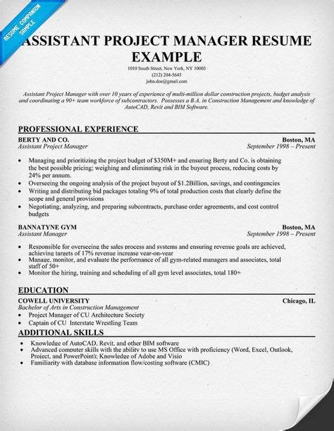 project manager resume resumecompanion samples sample format