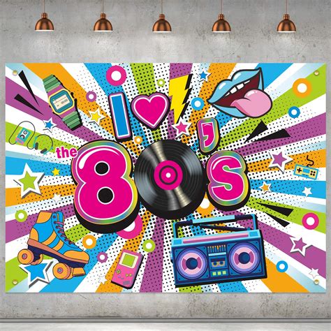 Buy 80s Party Decorations Backdrop Extra Large Fabric I Love The 80s