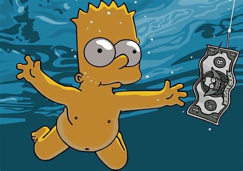 Nevermind Simpsons Baby Bart Swiming Nirvana Wall Art Print Premium